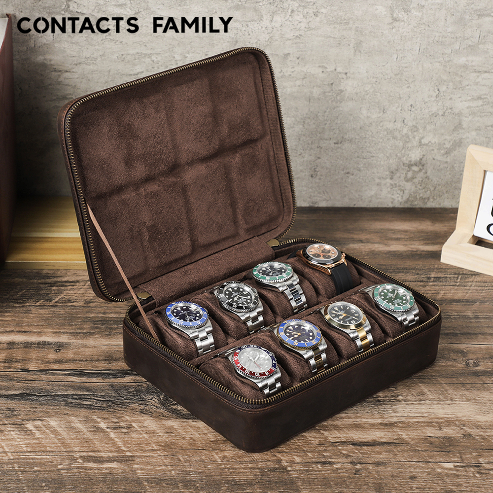 Best Jewelry Watches For Men - CONTACTS FAMILY 8/10/12 Slots Leather Watch
