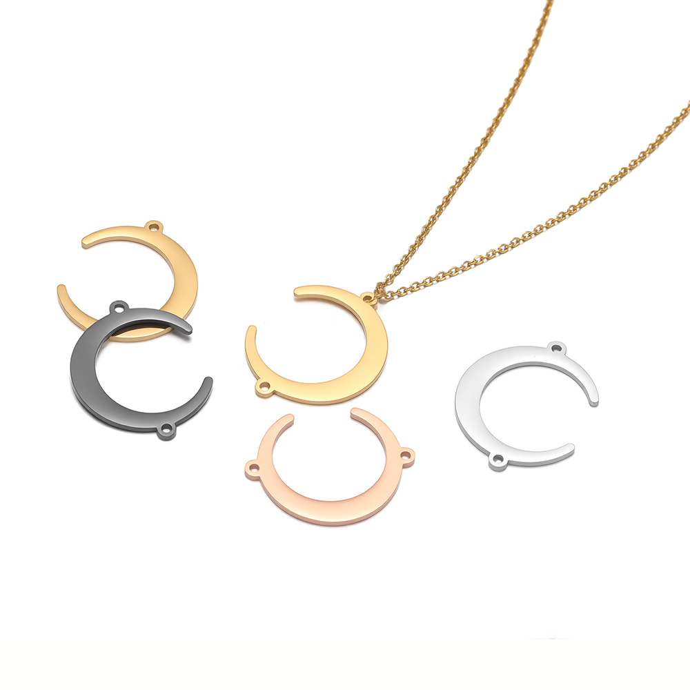 Drop Earrings - 5pcs Stainless Steel Moon Pendants Connectors