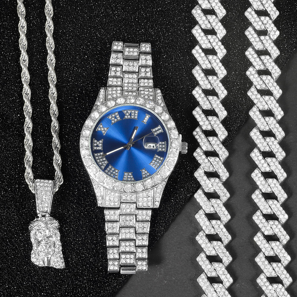 Jewelry Clasp Watches - Men's Hip-hop Watch Jewelry Set Iced