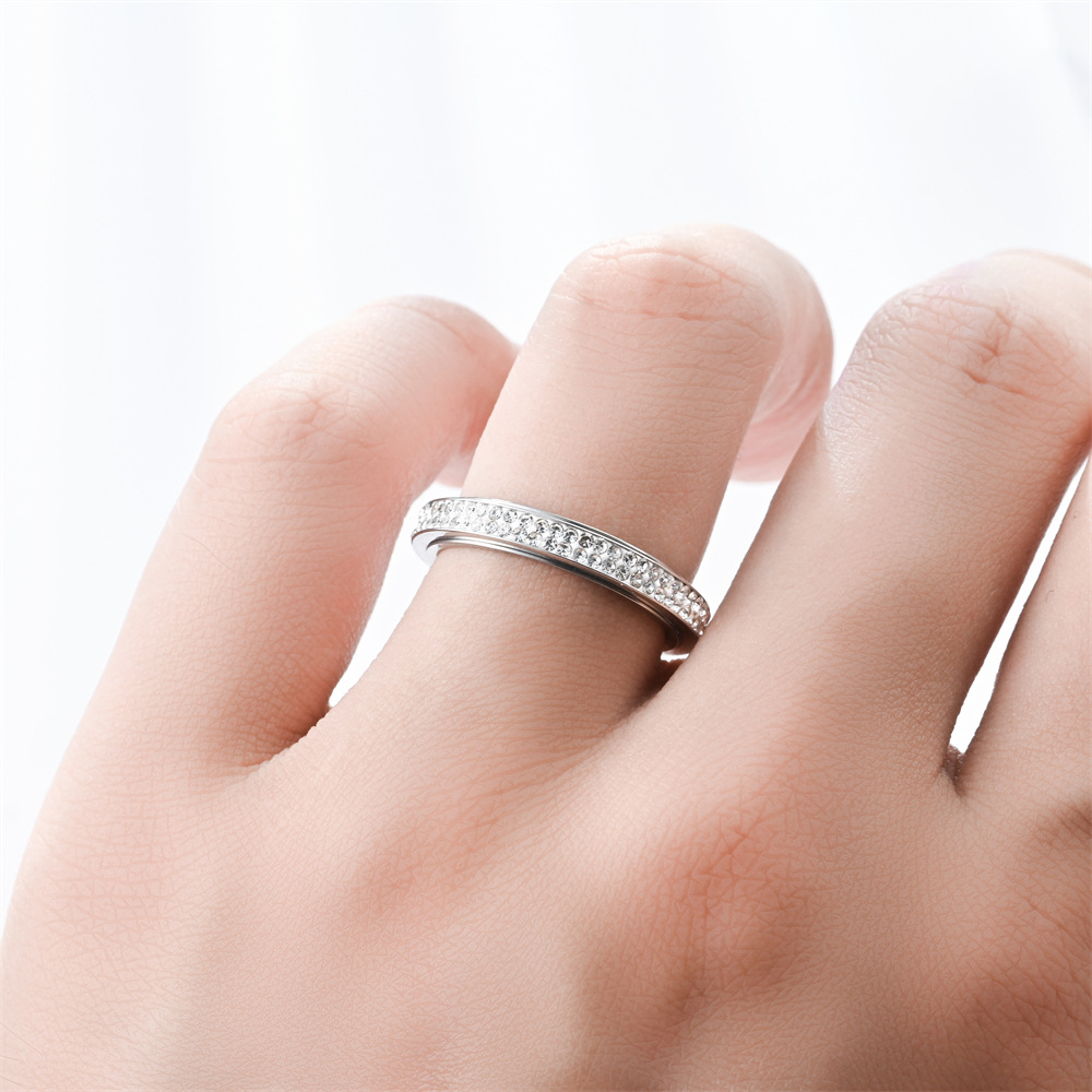 Moissanite Ring - 2 Row Anxiety Ring Rotary Thermogenic