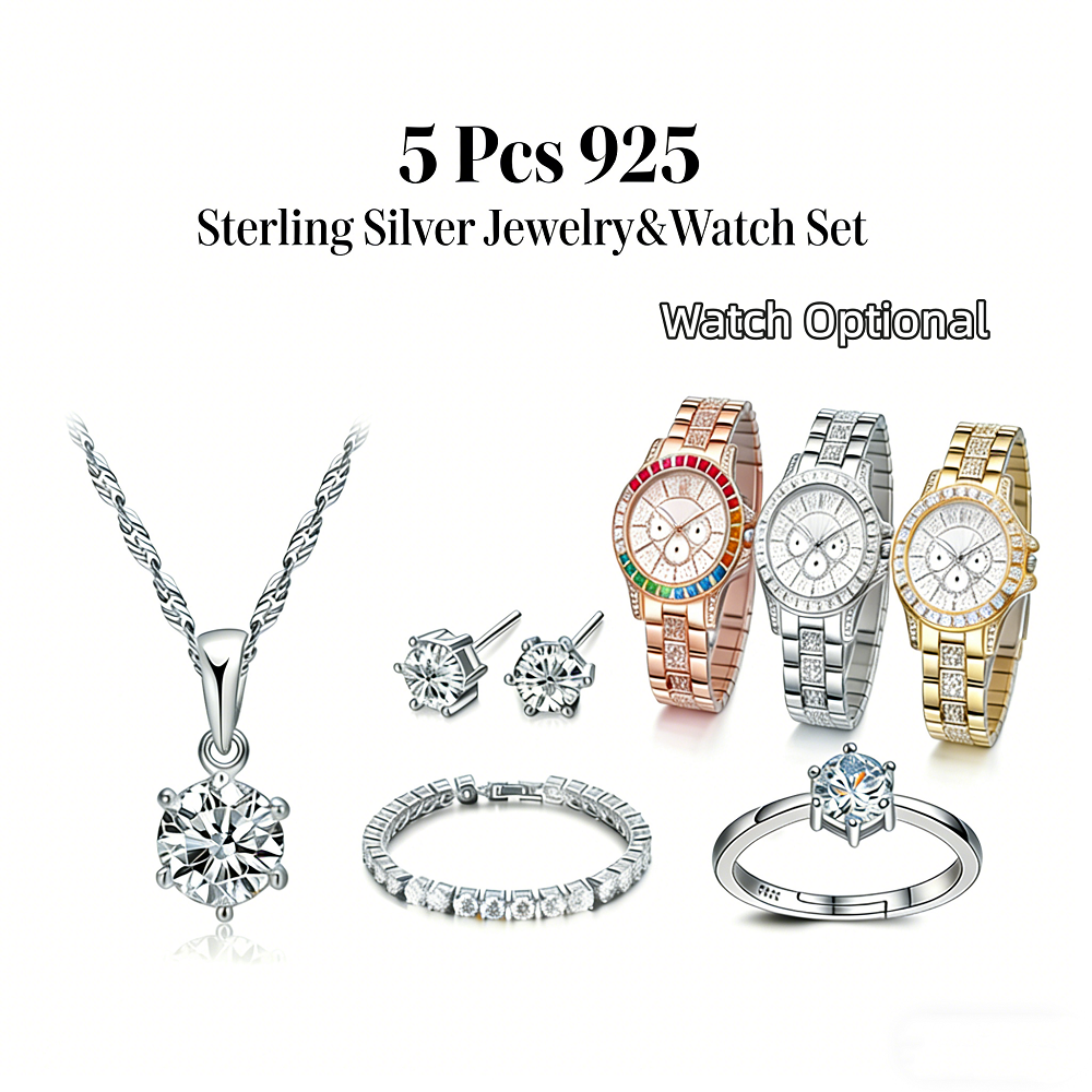 Best Jewelry Watches For Men - Luxuriou 925 Sterling Silver Geometry Crystal