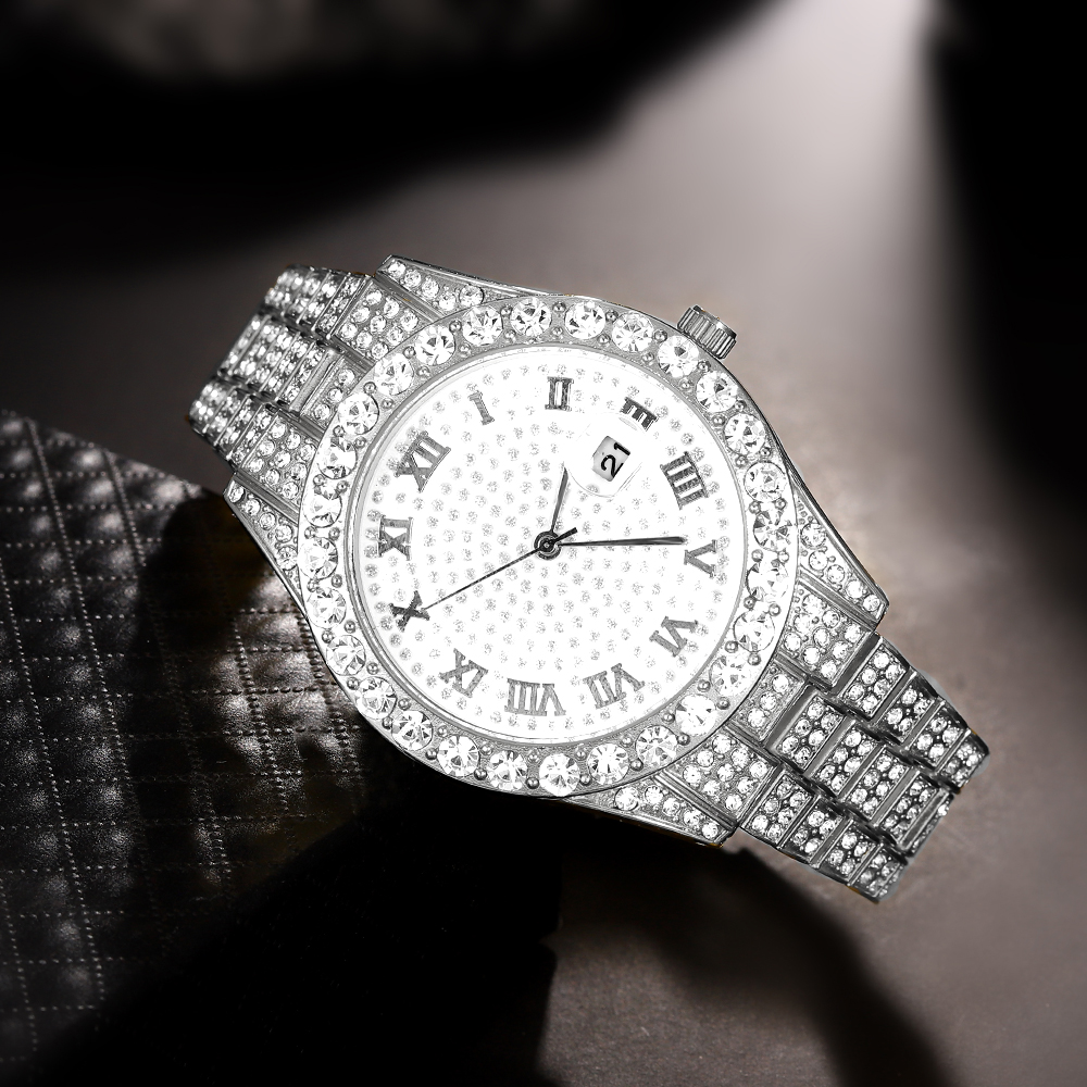 1 Hip-hop Full Diamond Silver  - Jewelry Style Watches บทวิจารณ์และราคา
