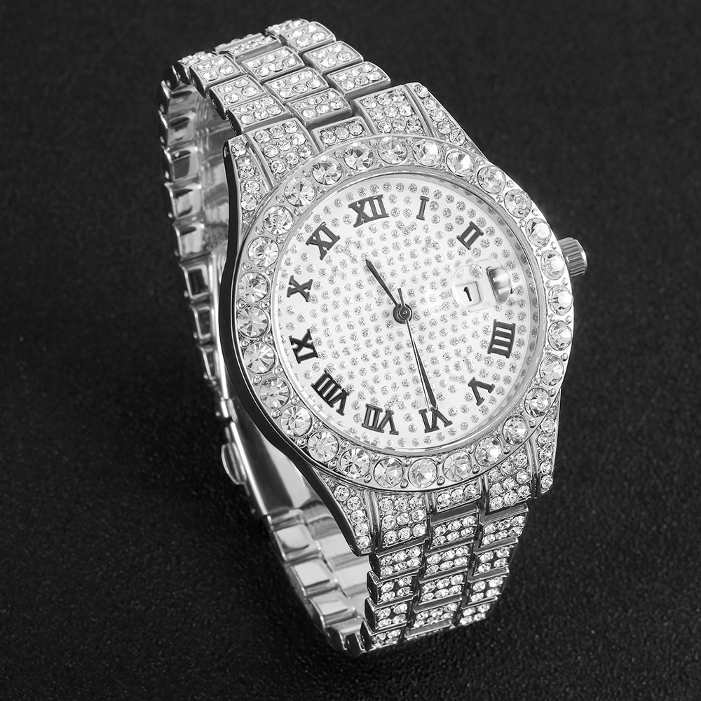 1 Hip-hop Full Diamond Silver  - Jewelry Style Watches บทวิจารณ์และราคา