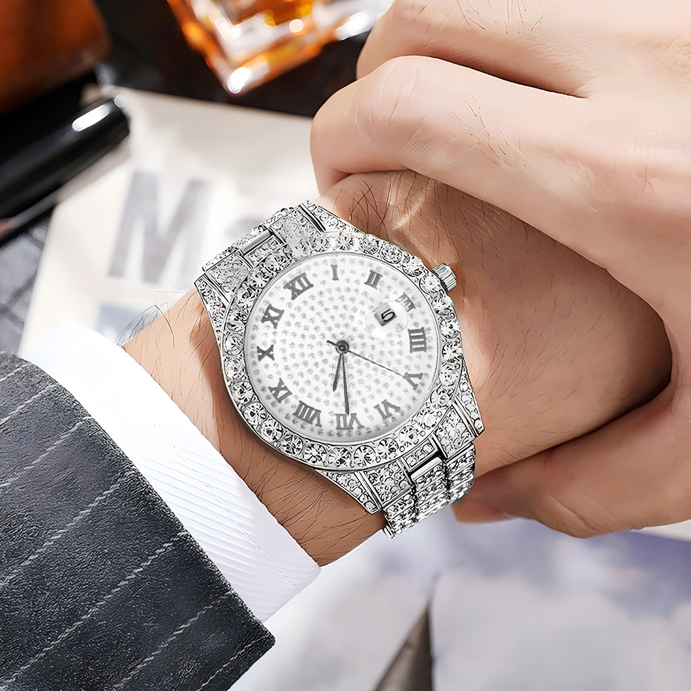 1 Hip-hop Full Diamond Silver  - Jewelry Style Watches บทวิจารณ์และราคา