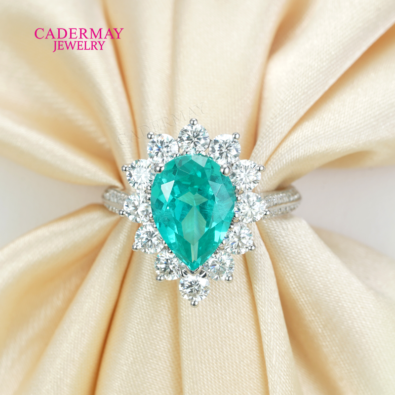 S925 Lab Paraiba Rings S925 Si - Moissanite Ring บทวิจารณ์และราคา