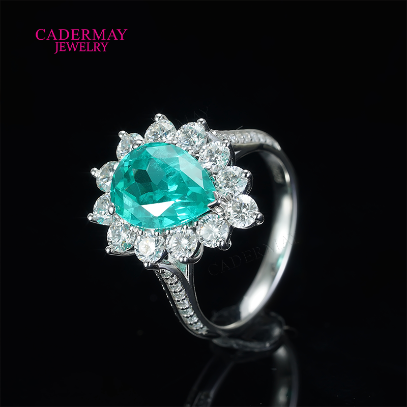 S925 Lab Paraiba Rings S925 Si - Moissanite Ring บทวิจารณ์และราคา