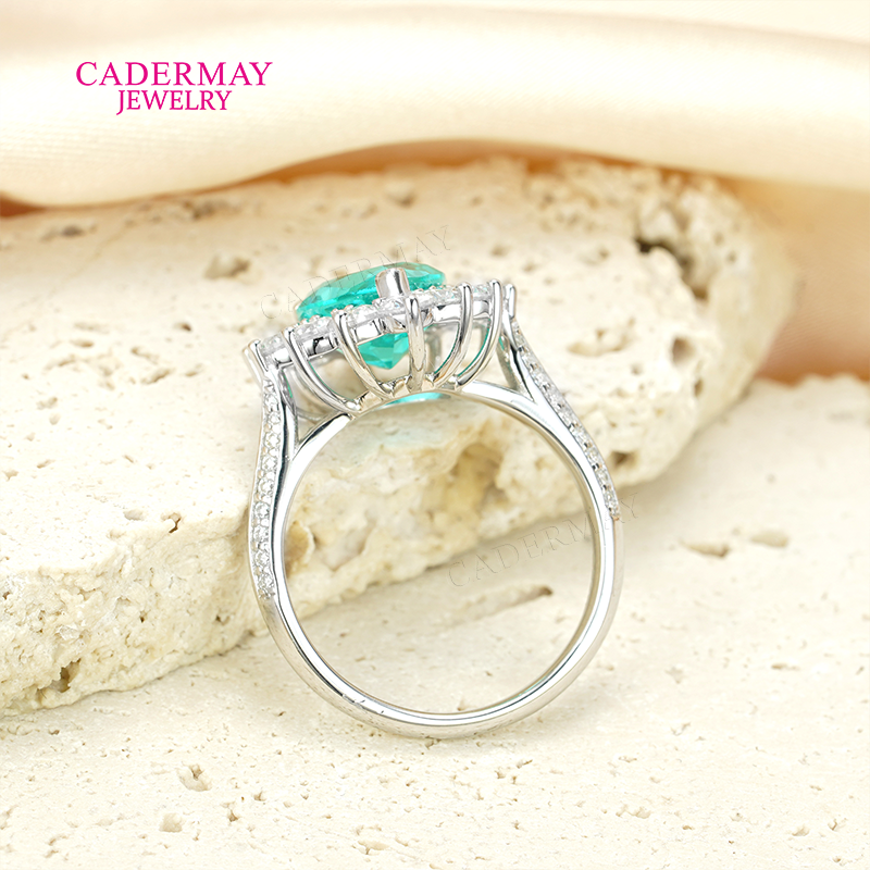 S925 Lab Paraiba Rings S925 Si - Moissanite Ring บทวิจารณ์และราคา