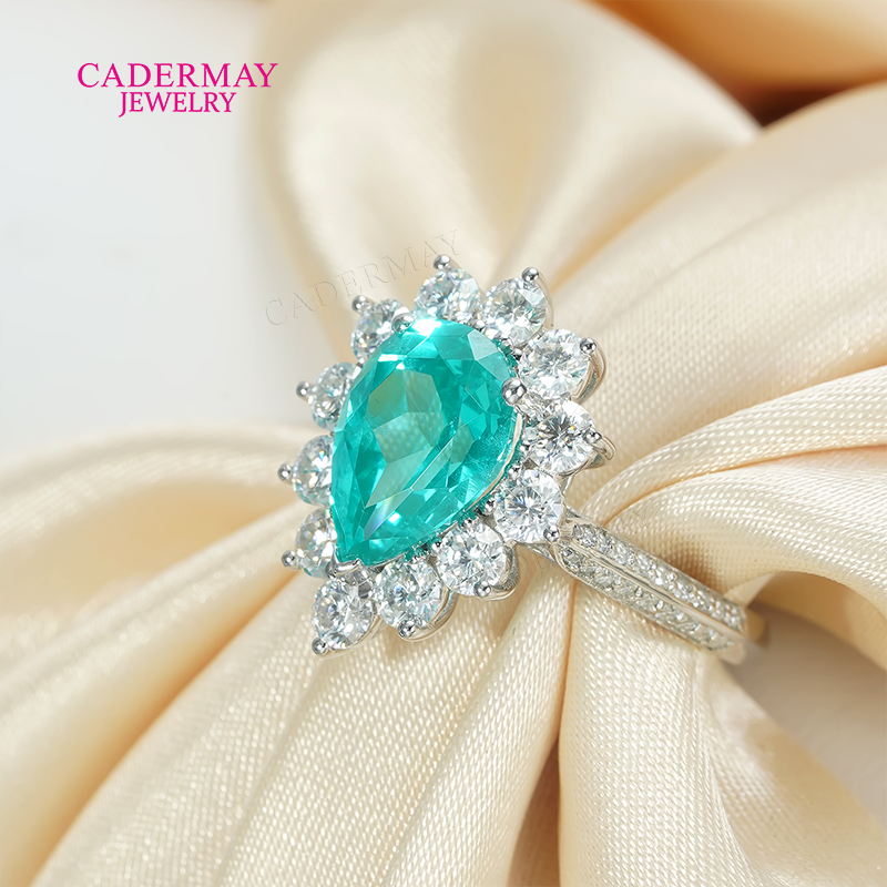 S925 Lab Paraiba Rings S925 Si - Moissanite Ring บทวิจารณ์และราคา