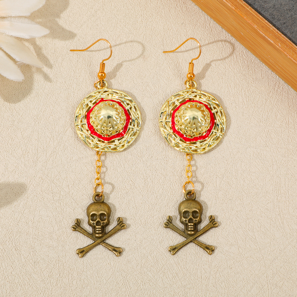 One Piece Luffy Anime Skull Da - Drop Earrings บทวิจารณ์และราคา