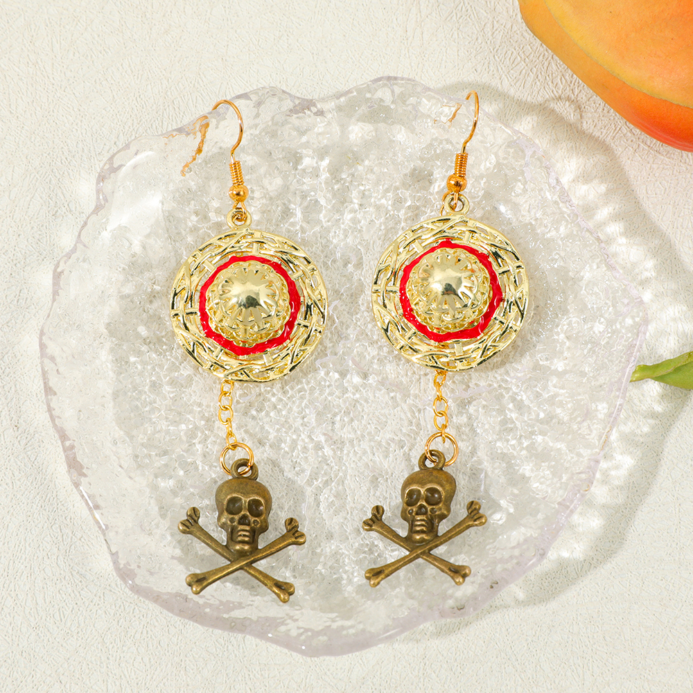 One Piece Luffy Anime Skull Da - Drop Earrings บทวิจารณ์และราคา