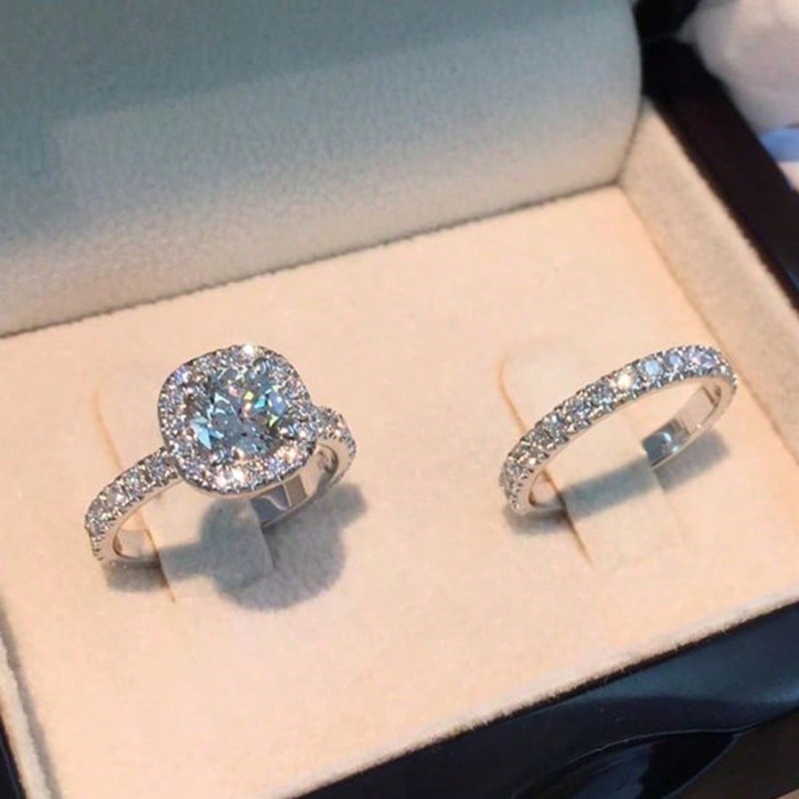2Pcs Women's Fashion Noble Zir - Moissanite Ring บทวิจารณ์และราคา