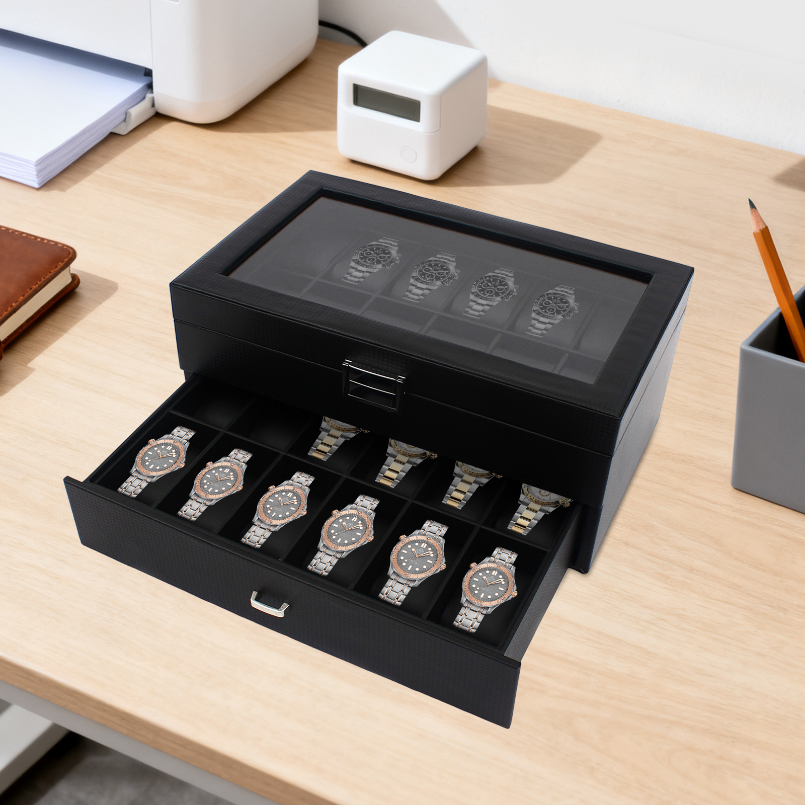 24 Slot Watch Storage Box Disp - Jewelry Watches Box บทวิจารณ์และราคา