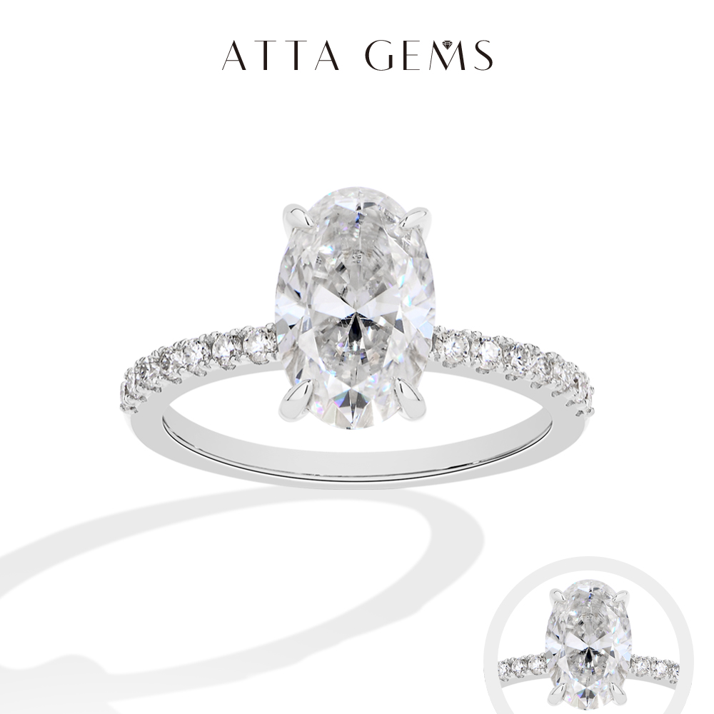 ATTAGEMS Oval Cut 3.0CT Moissa - Moissanite Ring บทวิจารณ์และราคา