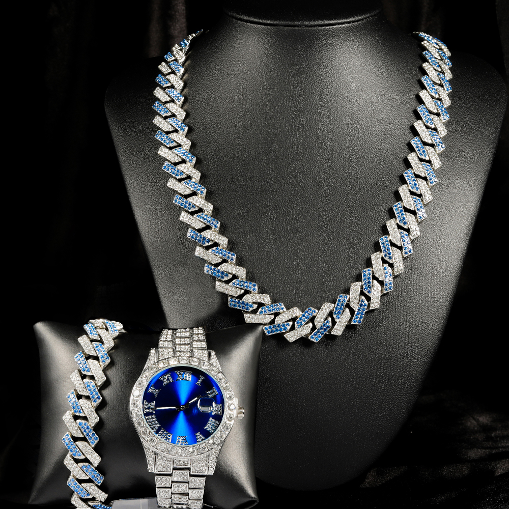 3pcs Hip-hop Watch Jewelry Set - Jewelry Clasp Watches บทวิจารณ์และราคา