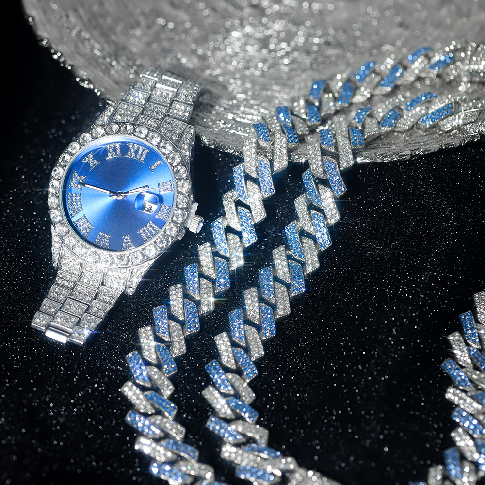 3pcs Hip-hop Watch Jewelry Set - Jewelry Clasp Watches บทวิจารณ์และราคา