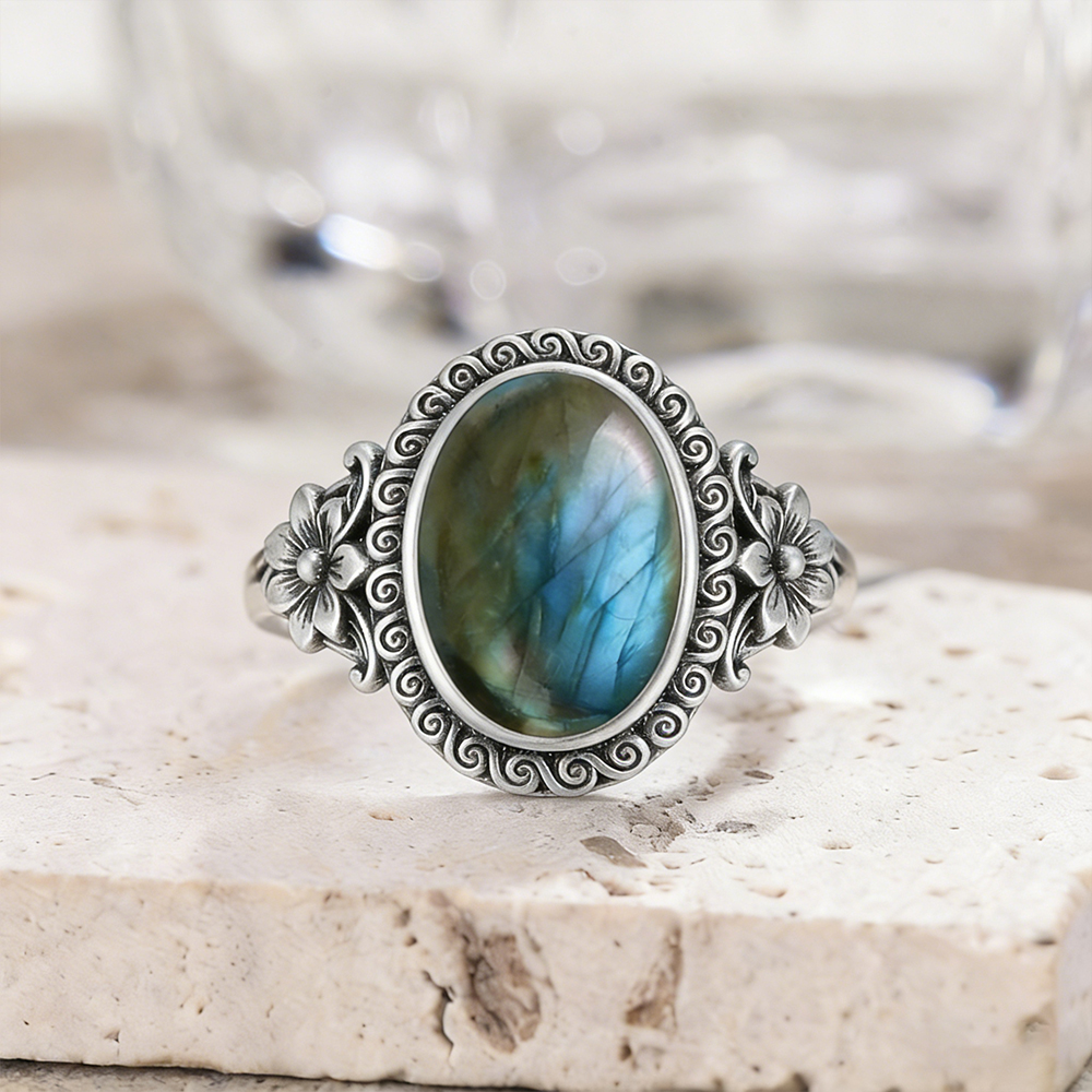 925 Sterling Silver Natural La - Turquoise Stone Ring บทวิจารณ์และราคา