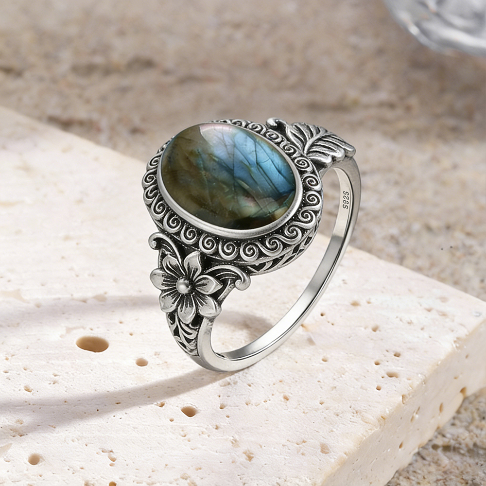 925 Sterling Silver Natural La - Turquoise Stone Ring บทวิจารณ์และราคา