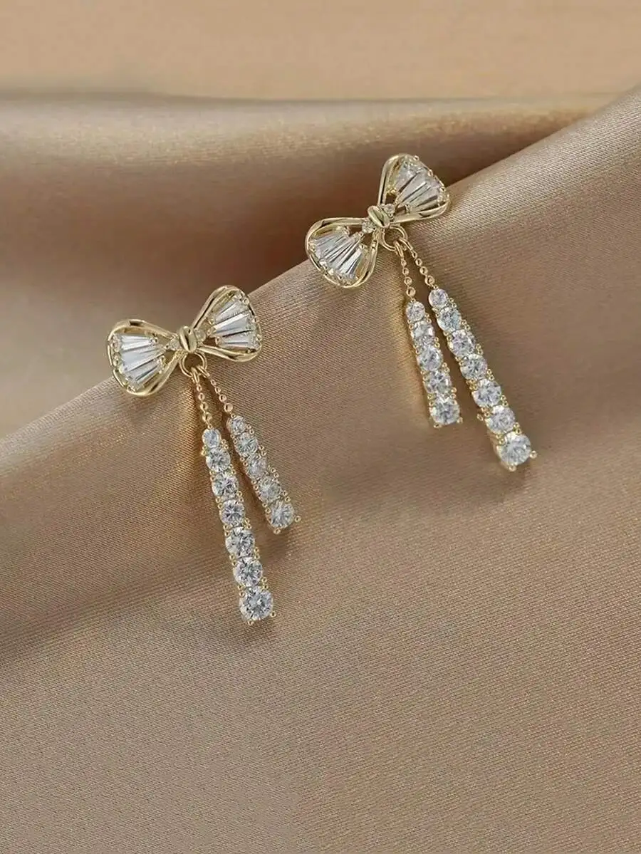 Bow Crystal Drop Earrings For  - Luxury Gifts Jewelry & Watches Namfleg Mostar บทวิจารณ์และราคา