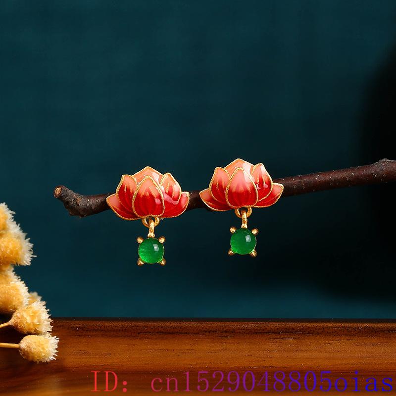Green Real Jade Lotus Earrings - Luxury Gifts Jewelry & Watches Namfleg Mostar บทวิจารณ์และราคา
