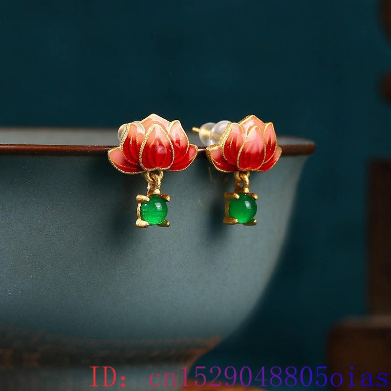 Green Real Jade Lotus Earrings - Luxury Gifts Jewelry & Watches Namfleg Mostar บทวิจารณ์และราคา