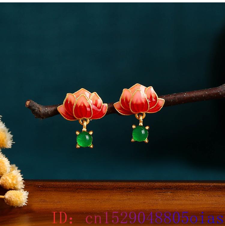 Green Real Jade Lotus Earrings - Luxury Gifts Jewelry & Watches Namfleg Mostar บทวิจารณ์และราคา
