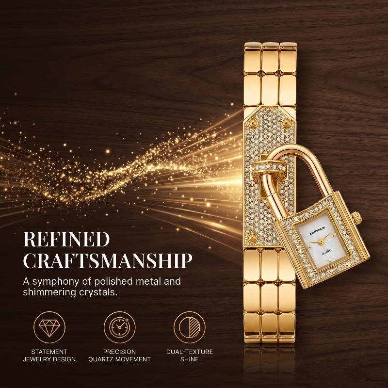 Gold Lock-Shaped Women's Watch - Jewelry Clasp Watches บทวิจารณ์และราคา