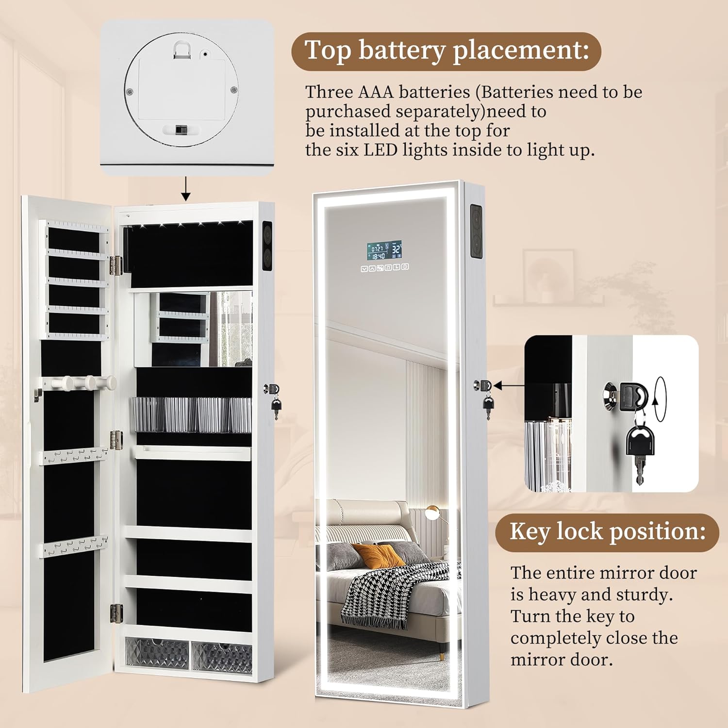 LED Mirror Jewelry Cabinet wit - Jewelry & Watches Sp Z Oo Ul Frezerów 3 บทวิจารณ์และราคา
