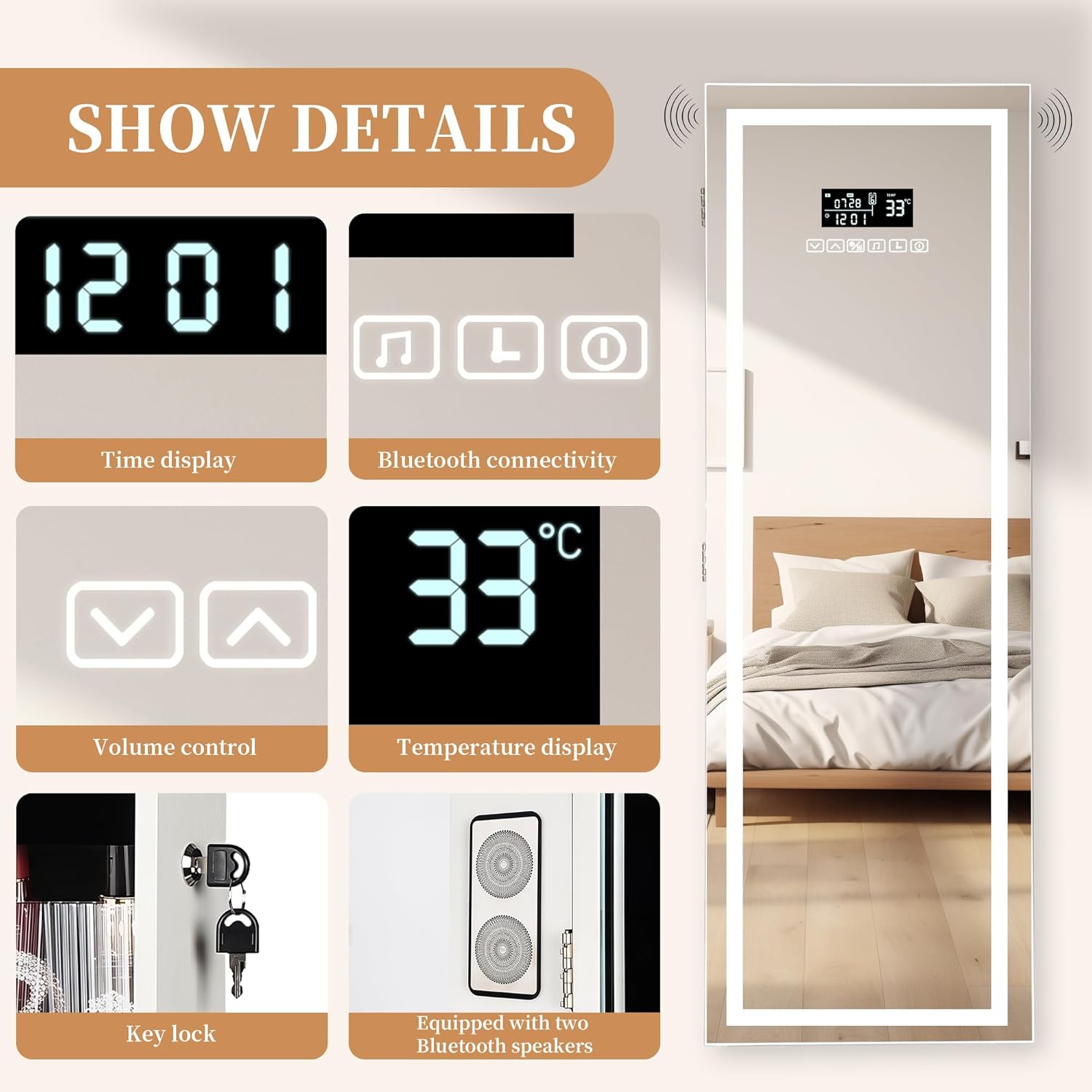 LED Mirror Jewelry Cabinet wit - Jewelry & Watches Sp Z Oo Ul Frezerów 3 บทวิจารณ์และราคา