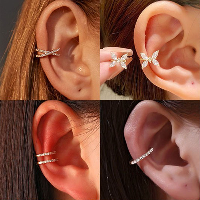 Korean Crystal Ear Clip Earrin - Ear Cuff No Piercing บทวิจารณ์และราคา