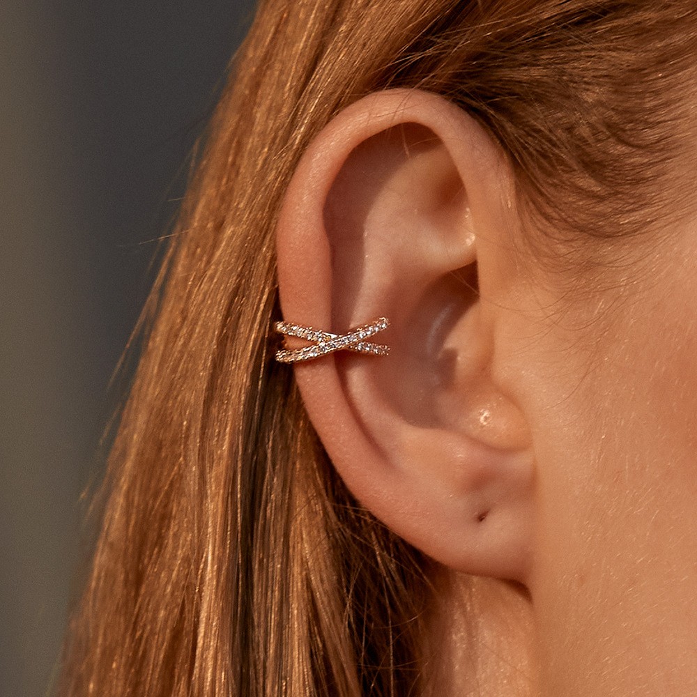 Korean Crystal Ear Clip Earrin - Ear Cuff No Piercing บทวิจารณ์และราคา