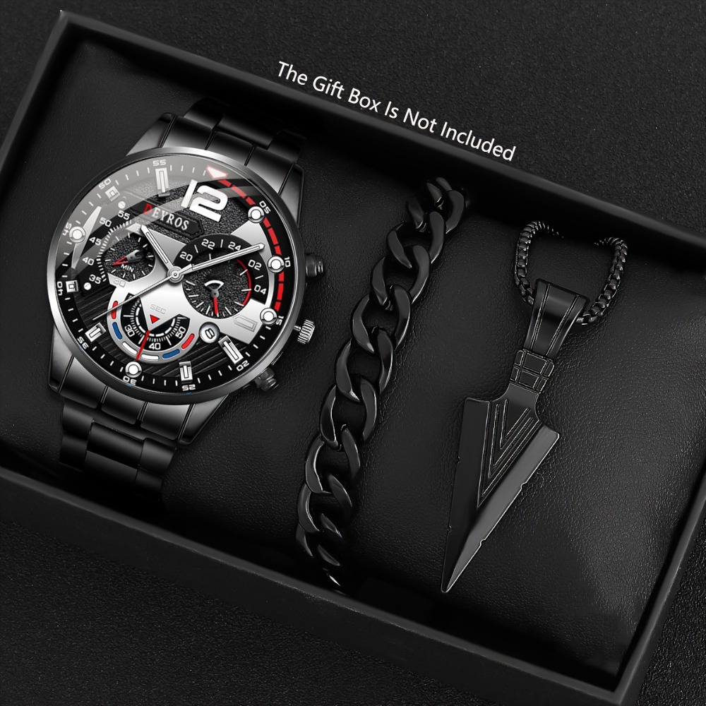 3pcs/set Fashion Men's Watch B - Best Jewelry Watches For Men บทวิจารณ์และราคา
