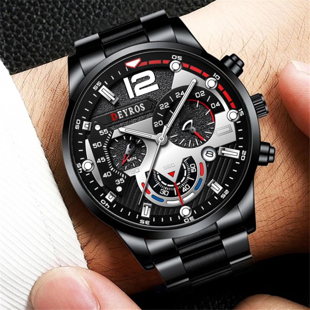 3pcs/set Fashion Men's Watch B - Best Jewelry Watches For Men บทวิจารณ์และราคา