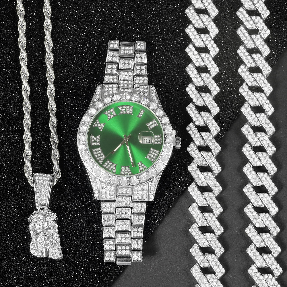 Men's Hip-hop Watch Jewelry Se - Jewelry Clasp Watches บทวิจารณ์และราคา