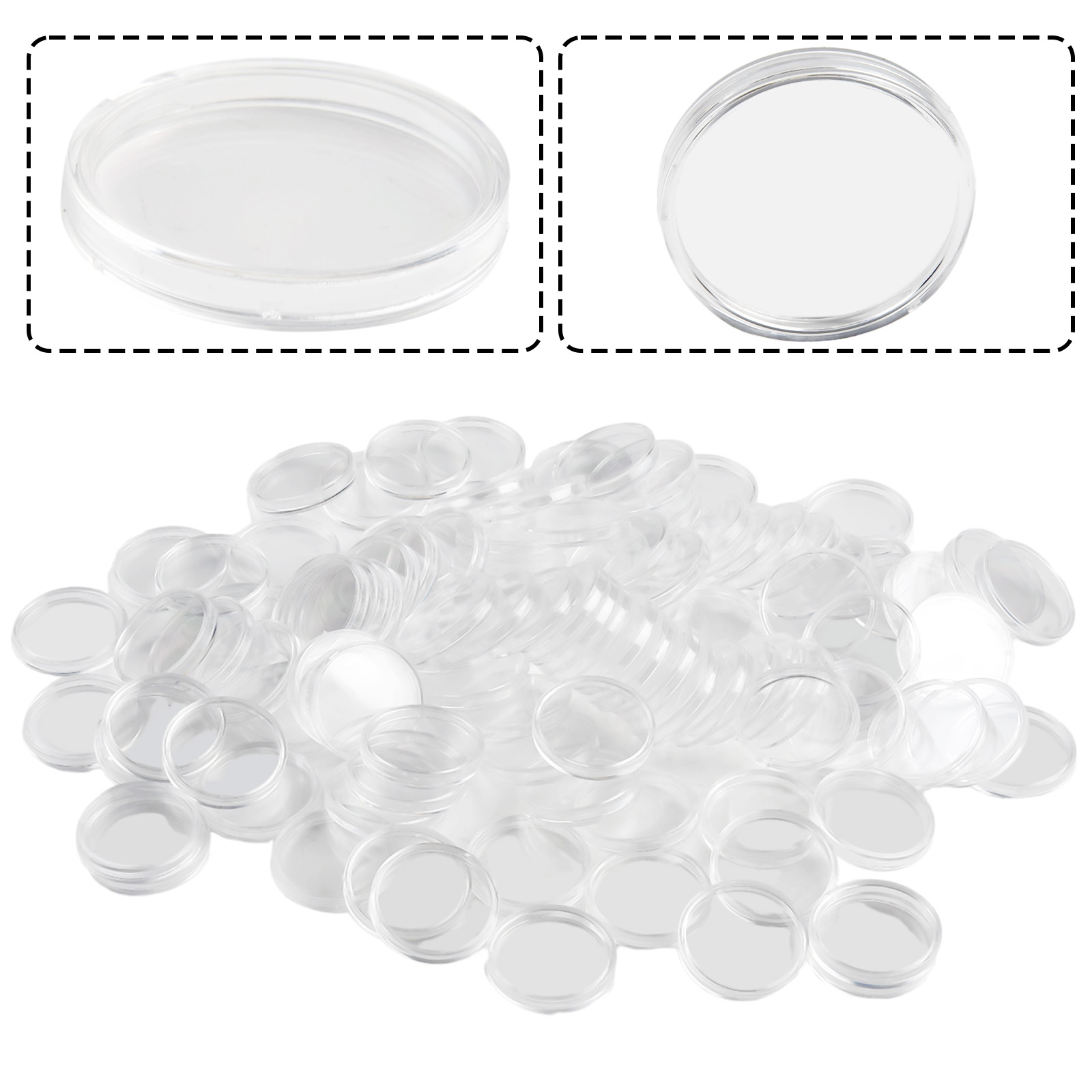 100Pcs Transparent Plastic Rou - Collectors Coins Jewelry & Watches Of Smithtown Photos บทวิจารณ์และราคา