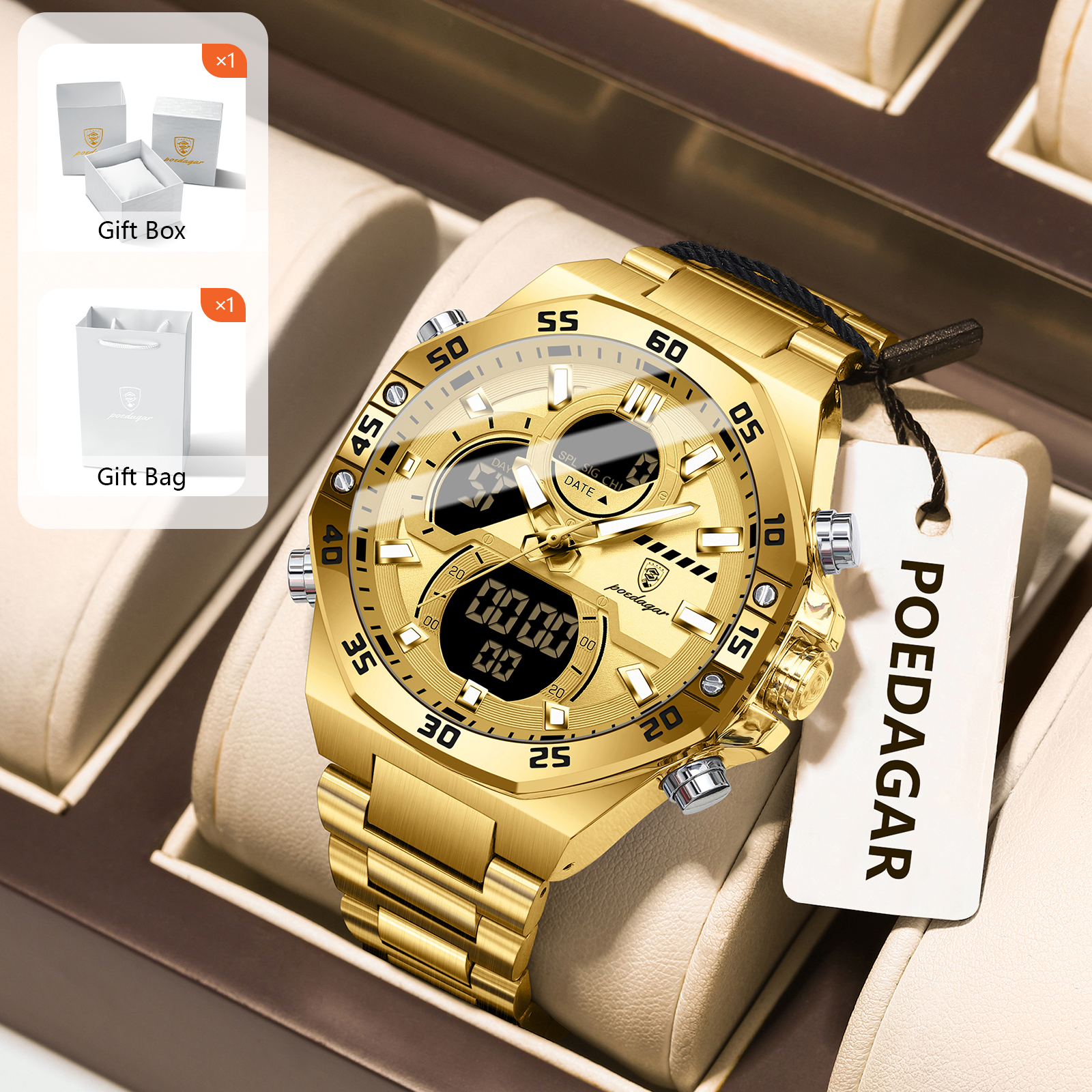 POEDAGAR Sport Men Watch LED W - Jewelry Watches Box บทวิจารณ์และราคา