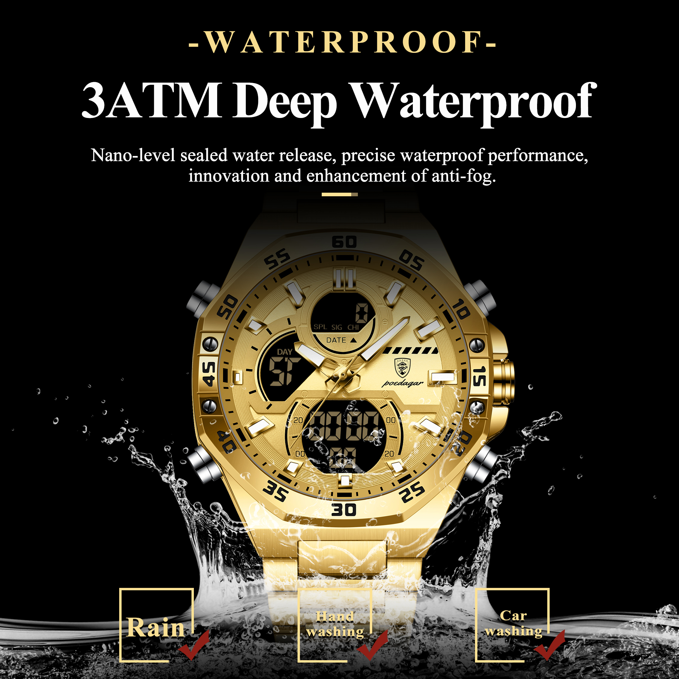 POEDAGAR Sport Men Watch LED W - Jewelry Watches Box บทวิจารณ์และราคา