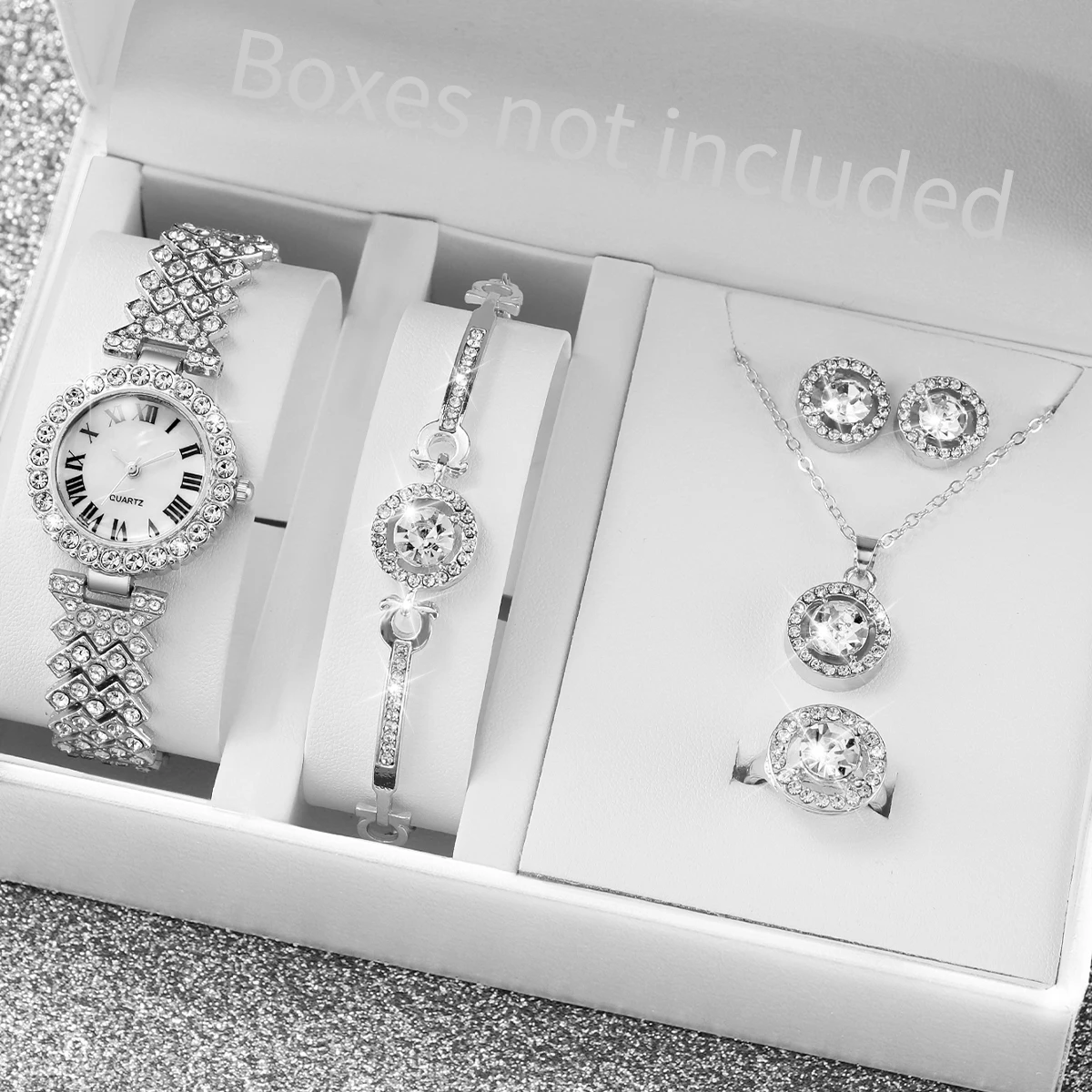 6PCS/Set Luxury Rhinestone Wom - Jewelry Clasp Watches บทวิจารณ์และราคา
