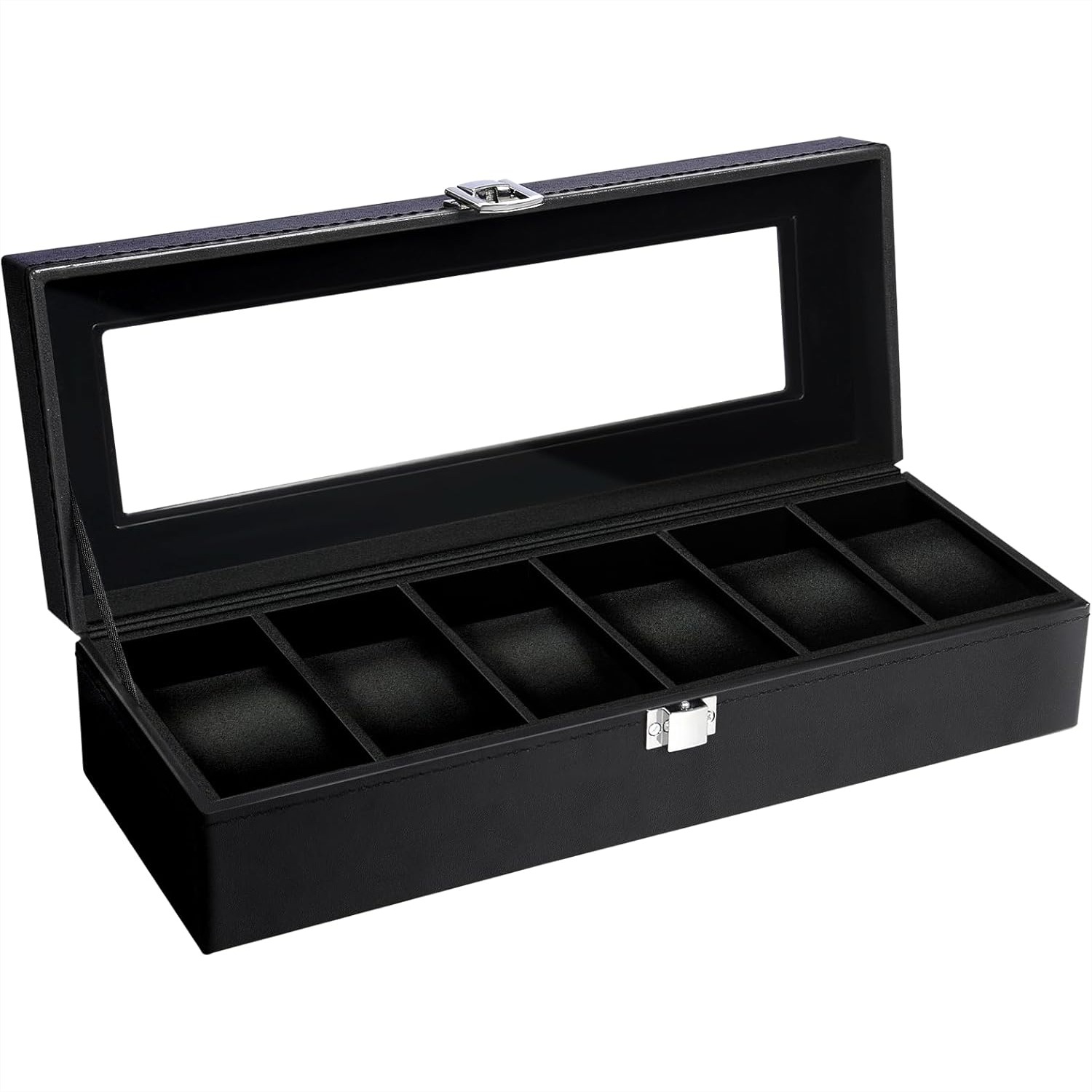 6 Slot Watch Box with Glass Li - Jewelry Watches Box บทวิจารณ์และราคา