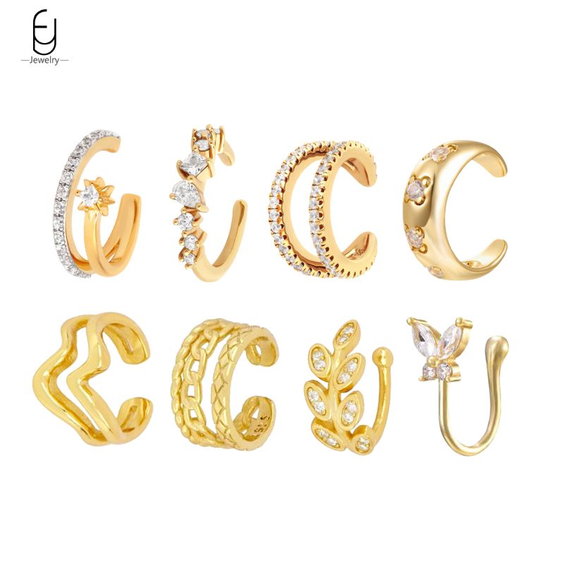 1PC Plated 24K Gold Mono Clip  - Ear Cuff No Piercing บทวิจารณ์และราคา