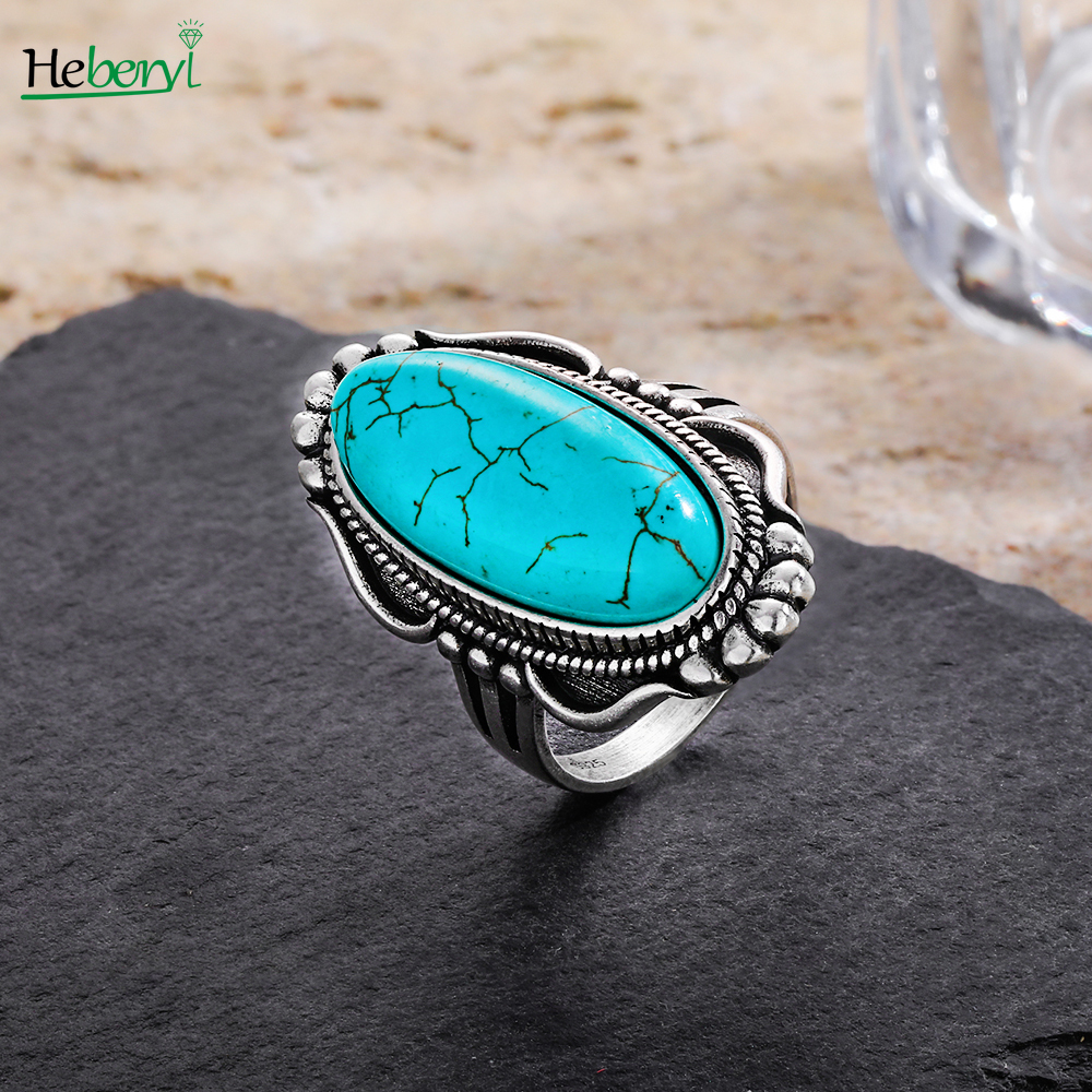 925 Sterling Silver Natural Tu - Turquoise Stone Ring บทวิจารณ์และราคา