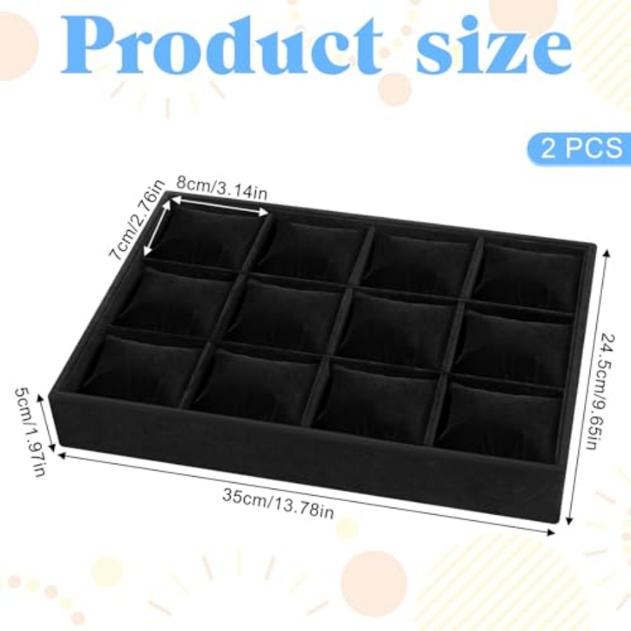 2 PCS Watch Tray, 12 Grid Watc - Jewelry Watches Box บทวิจารณ์และราคา