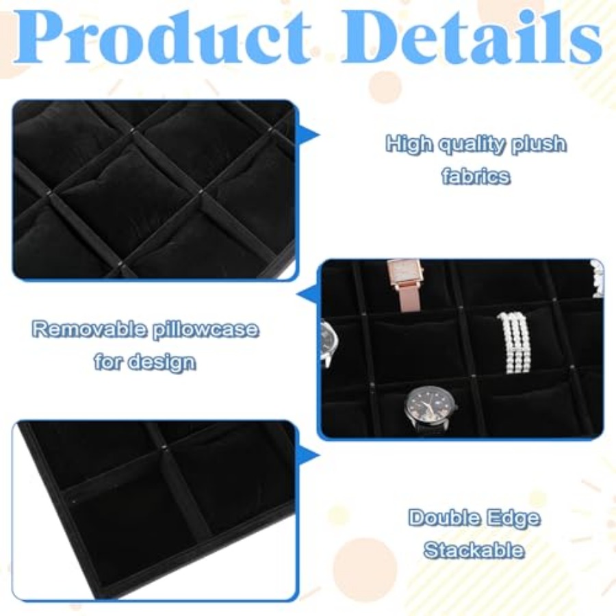 2 PCS Watch Tray, 12 Grid Watc - Jewelry Watches Box บทวิจารณ์และราคา
