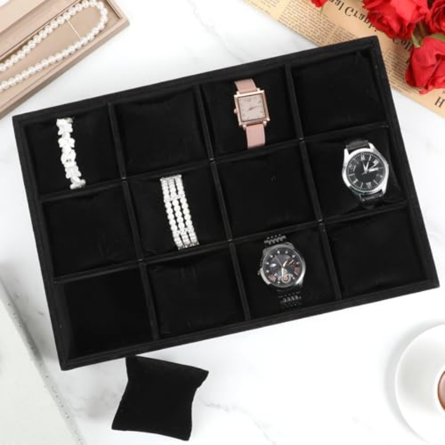 2 PCS Watch Tray, 12 Grid Watc - Jewelry Watches Box บทวิจารณ์และราคา