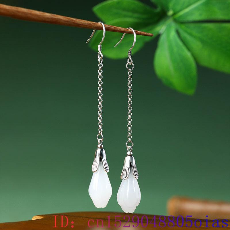 White Real Jade Flower Earring - Luxury Gifts Jewelry & Watches Namfleg Mostar บทวิจารณ์และราคา