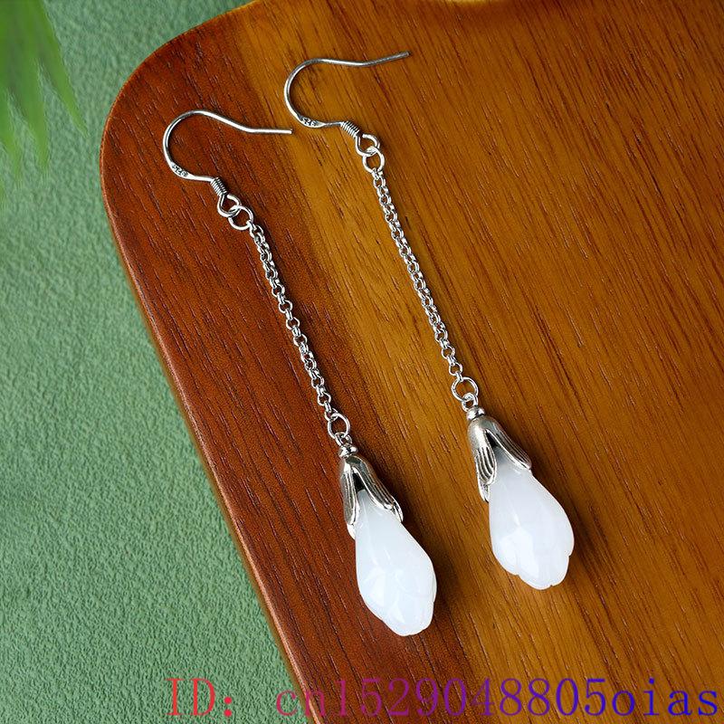 White Real Jade Flower Earring - Luxury Gifts Jewelry & Watches Namfleg Mostar บทวิจารณ์และราคา