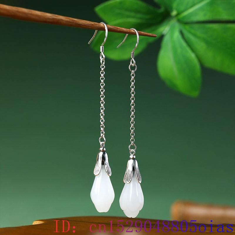 White Real Jade Flower Earring - Luxury Gifts Jewelry & Watches Namfleg Mostar บทวิจารณ์และราคา