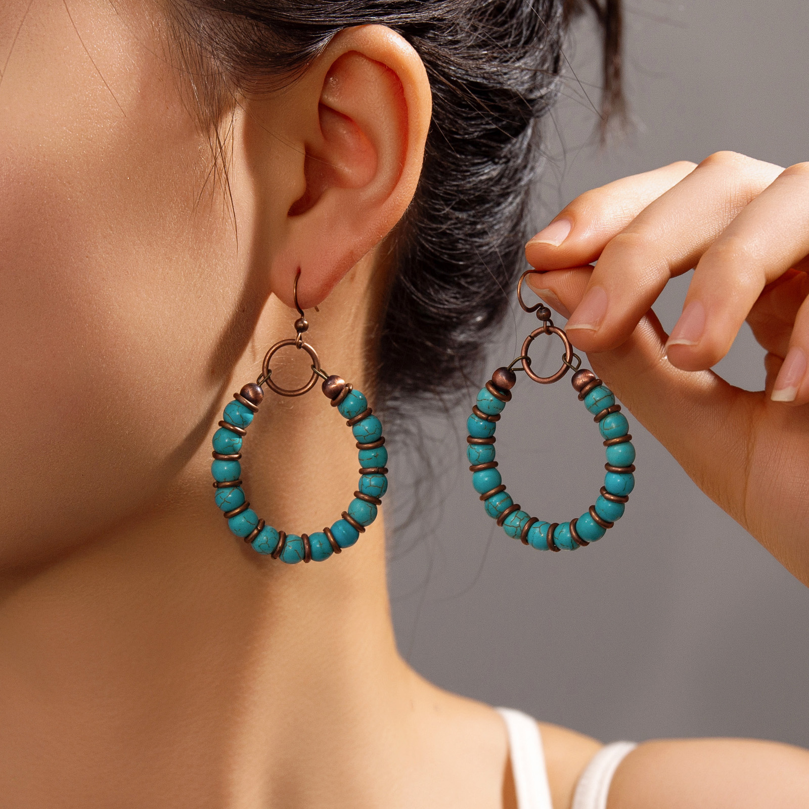 Bohemian style turquoise bead  - Turquoise Stone Ring บทวิจารณ์และราคา