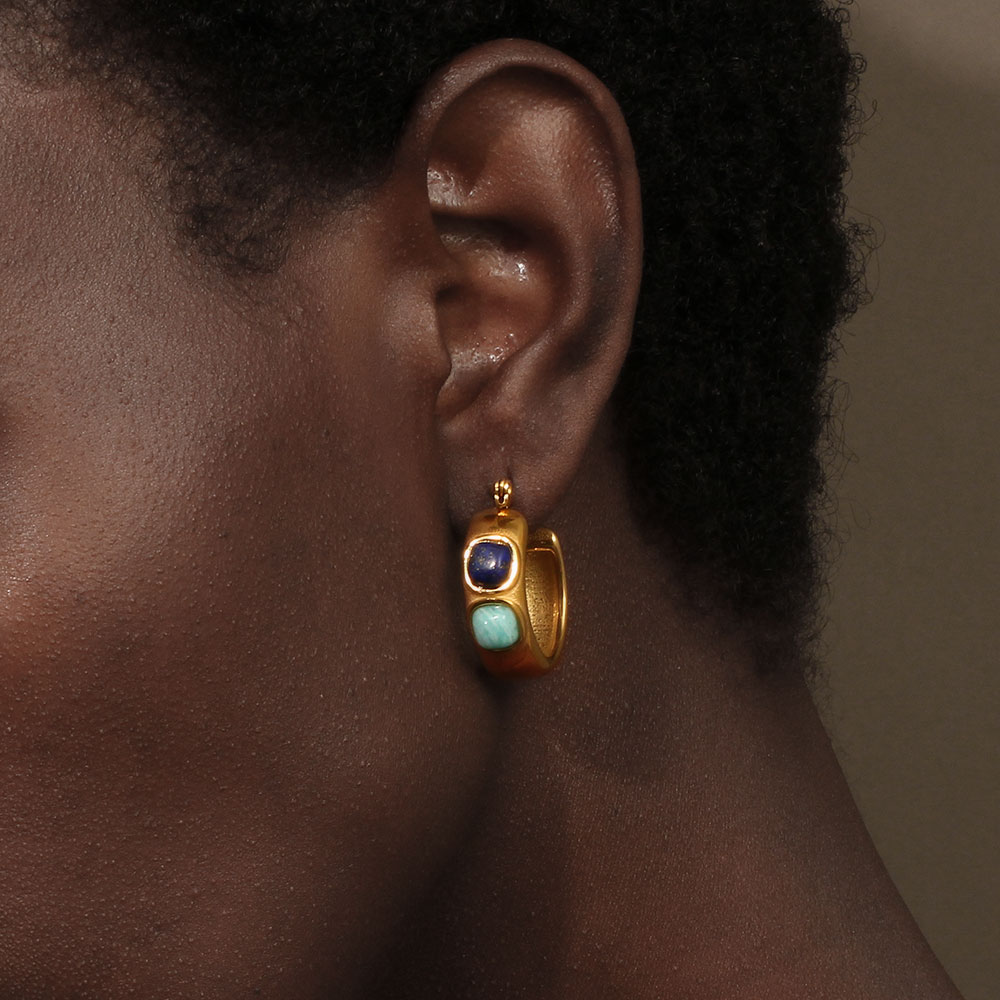 E.B.belle Round  Lazurite Turq - Turquoise Stone Ring บทวิจารณ์และราคา