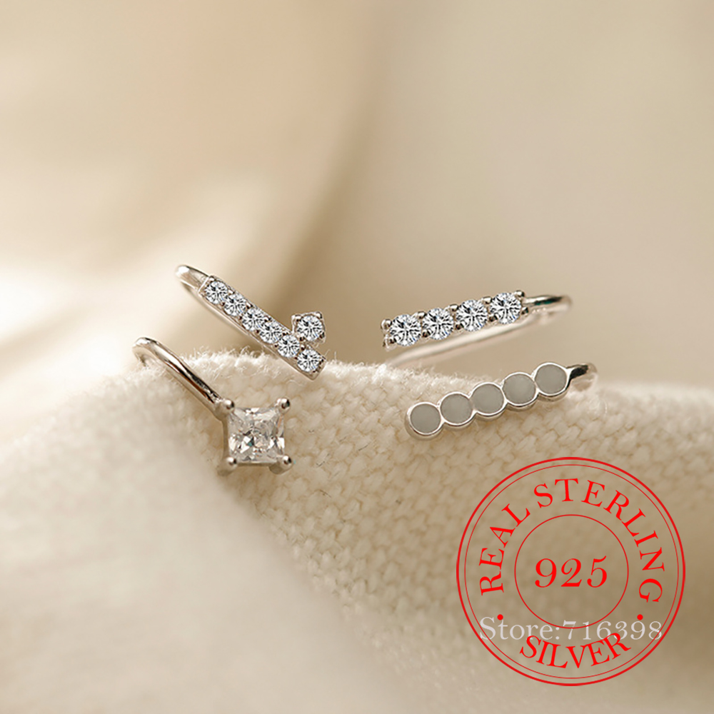 925 Sterling Silver Asymmetric - Ear Cuff No Piercing บทวิจารณ์และราคา