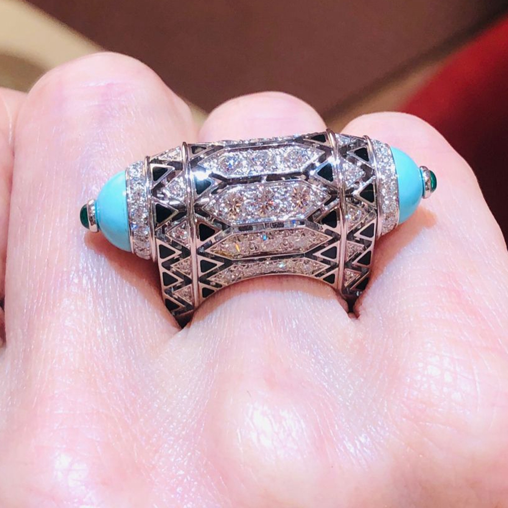 KQDANCE  Hand Make 925 Sterlin - Turquoise Stone Ring บทวิจารณ์และราคา